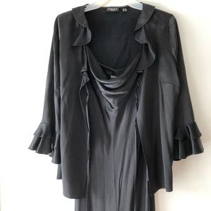 Mexx black satin ruffle slip dress & shirt